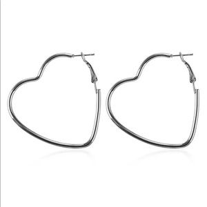 beautiful heart silver style dangle earrings